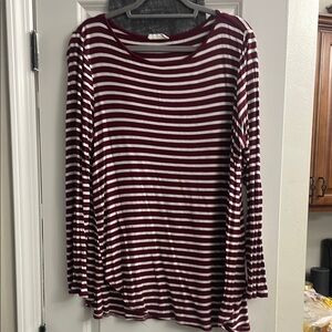 Striped Maroon and White Women's Top